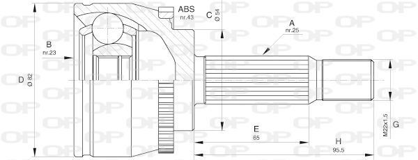 OPEN PARTS Šarnīru komplekts, Piedziņas vārpsta CVJ5601.10